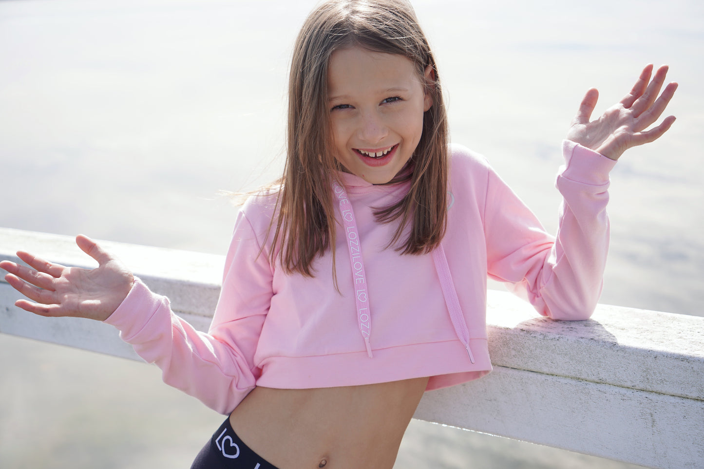 Lozzilove Cropped Hoodie - Baby Pink