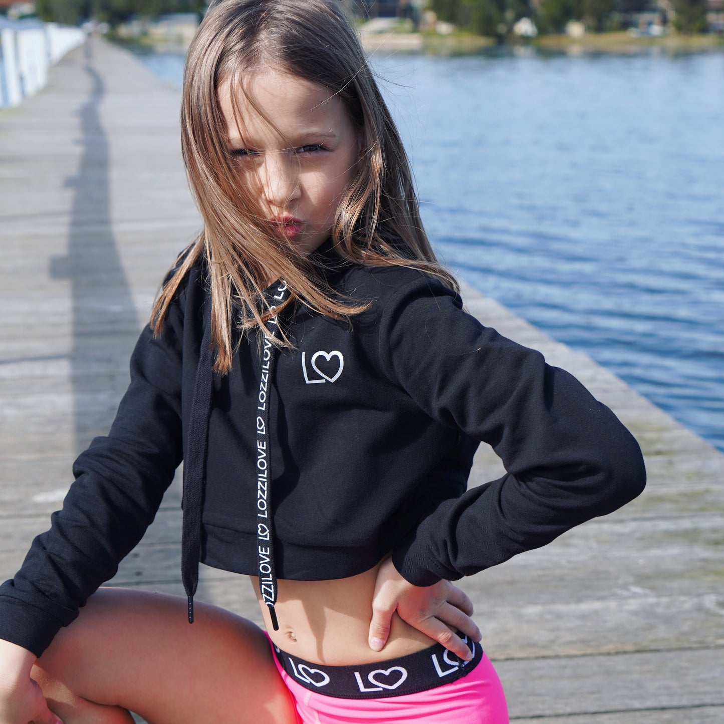 Lozzilove Cropped Hoodie - Black