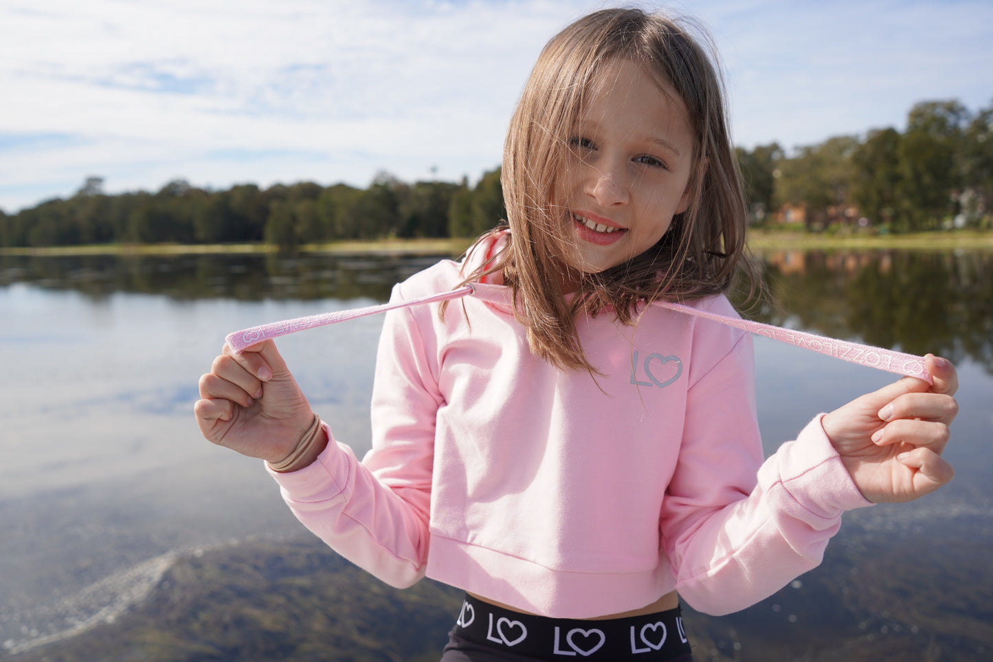 Lozzilove Cropped Hoodie - Baby Pink