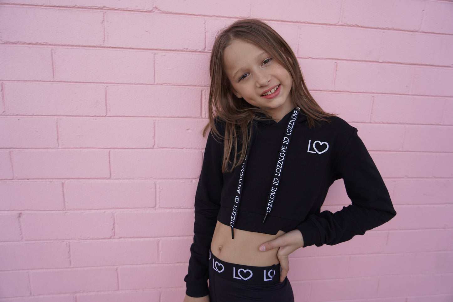Lozzilove Cropped Hoodie - Black